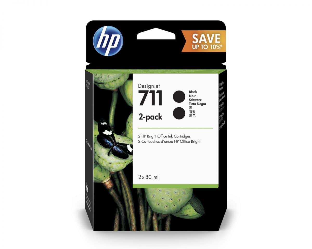 No. 711 Black Ink Cartridge – 80ml – 2 Pack